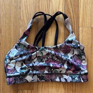 Lululemon sz 4 Floral Butterfly Print Women's sports bra Top great condition‎